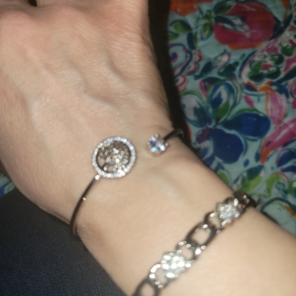 Layer Or Lot Of 2 Rhodium Plated Bracelets